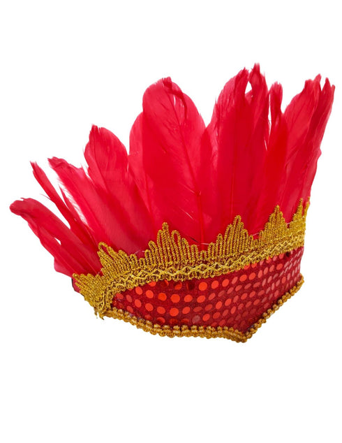 BookMyCostume Carnival Feather Headpiece – Red Feather and Sequin Crown, Costume Accessory for Kids and Adults, Party, Festival, Dance Accessory